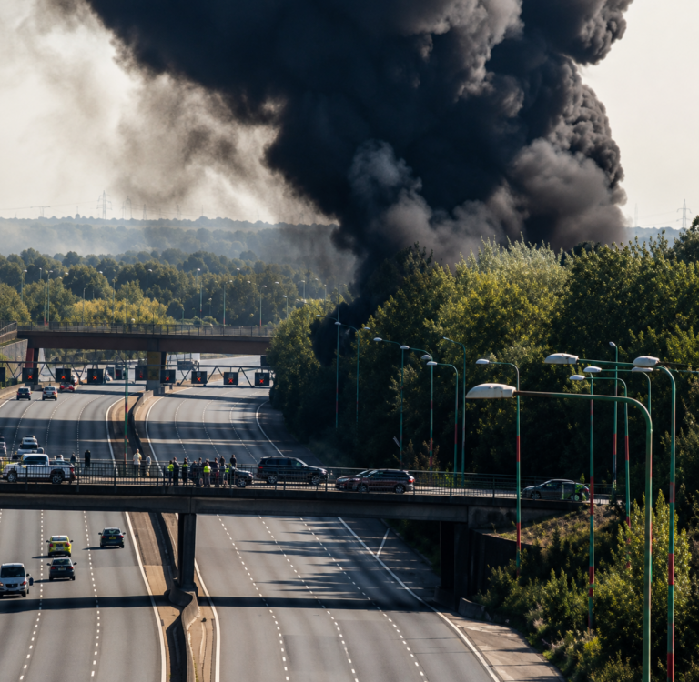 M25 closed in both directions as major commercial fire sparks explosion fears