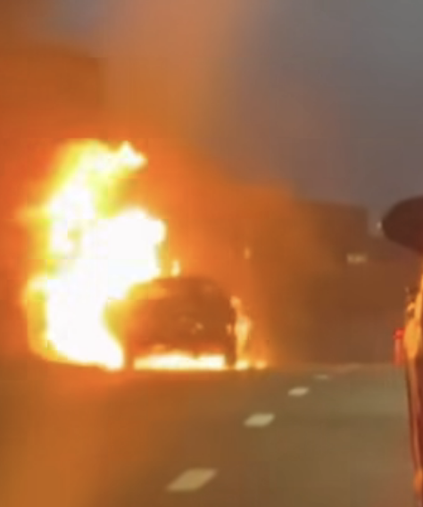 Vehicle fire and crash partially block A406 North Circular at Barking Flyover