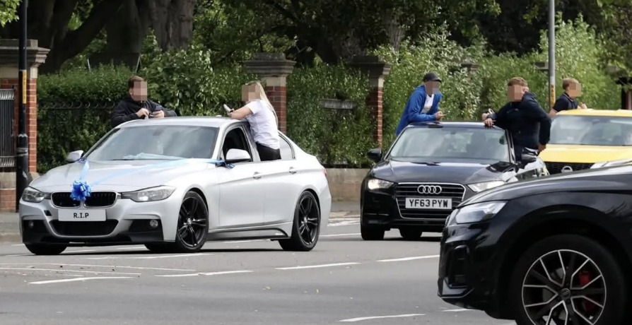 Teens hang from car windows as crowds gather for funeral of A66 crash teenager