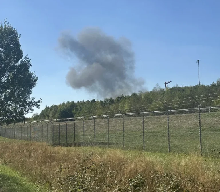 US Air Force F-16 crashes at Spangdahlem Air Base in Germany as pilot ejects