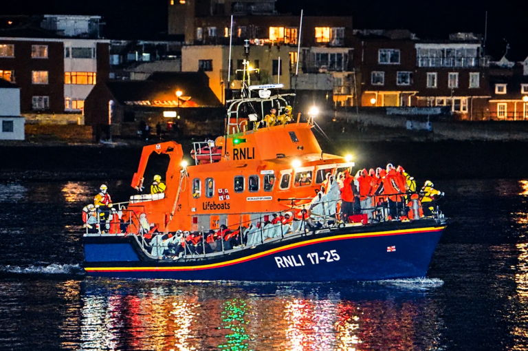 Migrant boat brought into Gosport by RNLI after crossing from Normandy