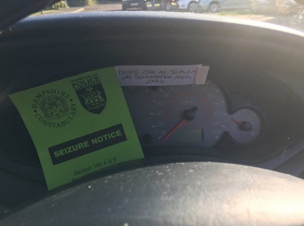 Driver Writes Note About Speeding Is Nicked For  Drink Driving And No Insurance
