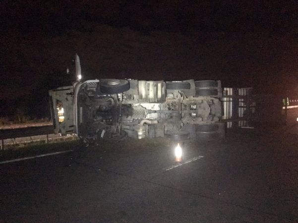 Major Road Closed After Overturned Lorry Near Ower