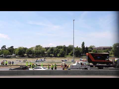 M275 Lorry And Two Car Crash Closed The Motorway