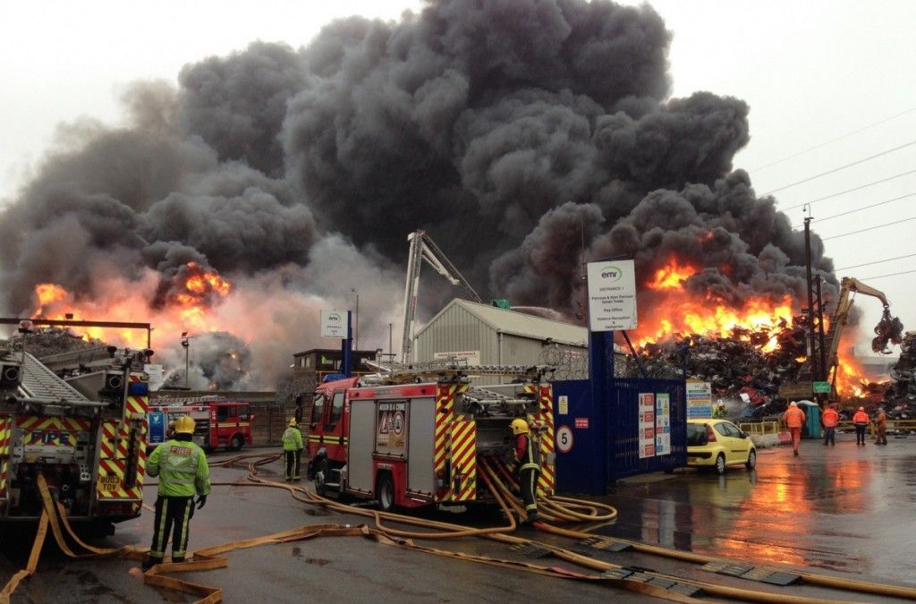 Seventy  Fire  Fighters Battle Recycling Centre Blaze In Birmingham