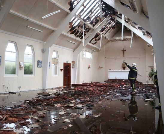 Fire Crews Battle Church Blaze In Hartley Wintney