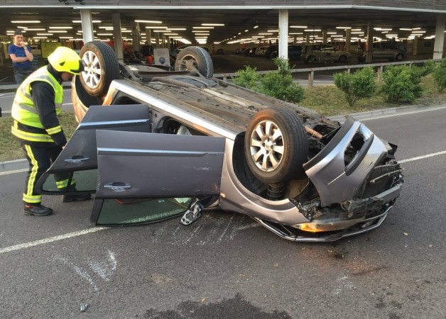 Lucky Escape For Driver After Car Rolls On Roundabout In Fareham