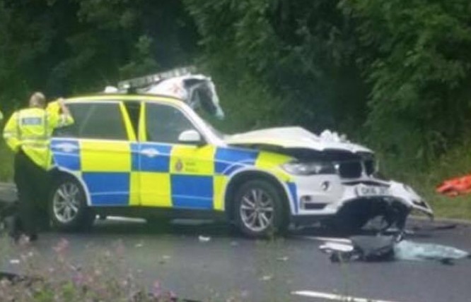 Police Officers Taken To Hospital After Collision With Lorry