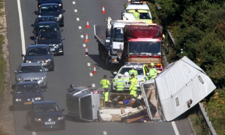 A31 Traffic Chaos After Caravan Roll Over Blocks Two Lanes