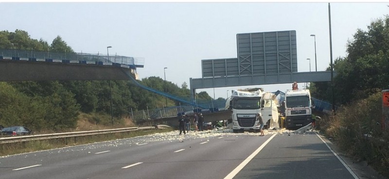 Bridge Crashes Down On To M20 Motorway
