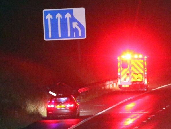 Sports Car Spins On M27 Carriageway As Flash Flood Hits The South Coast